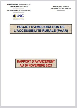 RAPPORT D'AVANCEMENT - NOVEMBRE 2021